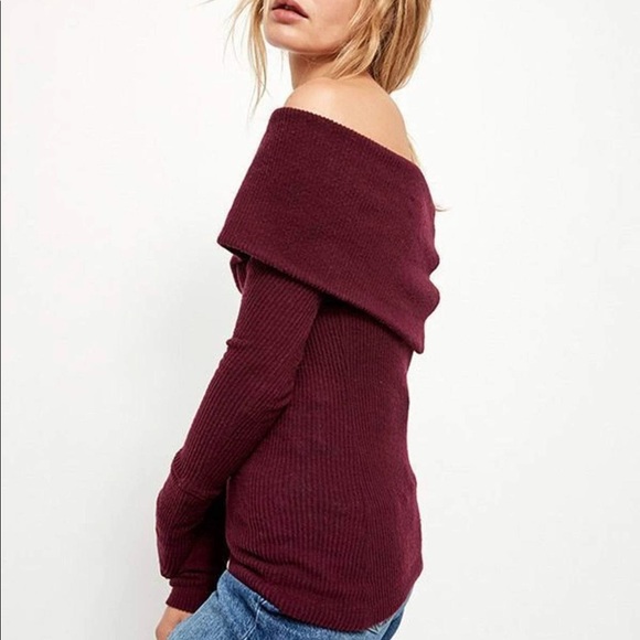 NWT Free People snowbunny off shoulder sweater - Picture 4 of 8